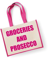 60 SECOND MAKEOVER - Large Jute Bag Groceries And Prosecco Pink Bag - Lyst