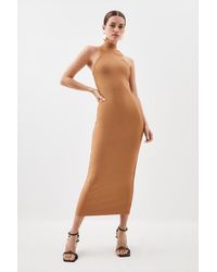 Karen Millen - Petite Figure Form Bandage Racer Style Knit Midaxi Dress - Lyst