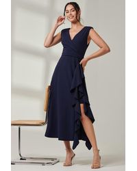 Jolie Moi - Wrap Front Frill Detail Maxi Dress - Lyst