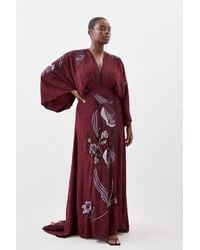 Karen Millen - Plus Size Plunge Applique Woven Maxi Dress - Lyst