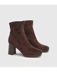 Oasis - Elora Faux Suede Stretch Pull On High Block Heel Ankle Boots - Lyst