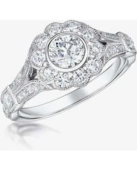 T.H.Baker - 18Ct Vintage 0.68Ct Flower Cluster Split Diamond Shoulders Ring Vr14(4.0) - Lyst