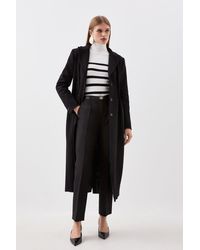 Karen Millen - Tall Italian Manteco Wool Button Waist Detail Tailored Coat - Lyst