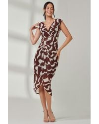 Jolie Moi - Mesh Wrap Ruched Bodycon Dress - Lyst