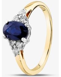 T.H.Baker - 18Ct Oval Cut Sapphire & Brilliant Cut Diamond Shoulder Set Solitaire Ring R6275Y-Sap M - Lyst