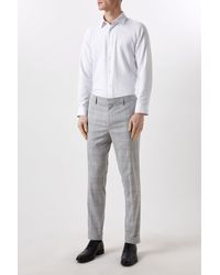 Burton - Slim Fit Grey Textured Check Suit Trousers - Lyst