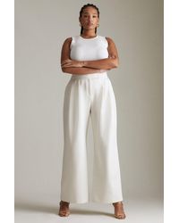 Karen Millen - Plus Size Luxe Compact Stretch Wide Trousers - Lyst