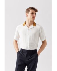 Burton - Ecru Contrast Collar Revere Shirt - Lyst