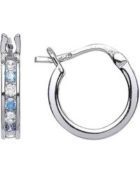 Jewelco London - Silver Light Blue Cz Channel Set Eternity Hoop Earrings 12mm - Gve416-aqu - Lyst