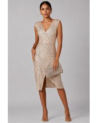 Jolie Moi - Demi Sequin Wrap Slit Bodycon Dress - Lyst