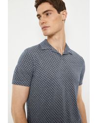 Burton - Navy Revere Textured Polo Shirt - Lyst