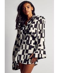 MissPap - Monochrome Abstract Satin Print Skirt Co-ord - Lyst
