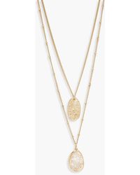 Boohoo - Textured Coin & Iridescent Layered Necklace - Lyst