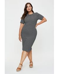 Dorothy Perkins - Curve Mono Stripe T-shirt Midi Dress - Lyst