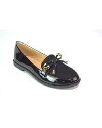 LARANGE - Patent Slip On Flatform Loafer Shoes With Bow - Lyst