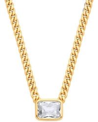 Jewelco London - Gilded Radiant Cz Collarette Curb Chain Necklace 3Mm 17.5" - Lyst