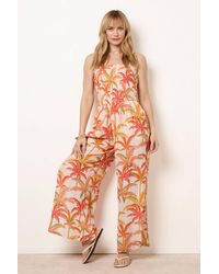 Blue Vanilla - Shirred Waist Multi Sleeveless Slip On Bardot Jumpsuit - Lyst