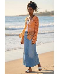 Roman - Crochet Tie Front Knit Cardigan - Lyst