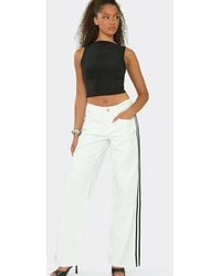 EGO - Wide Leg Striped Denim Low Rise Trousers - Lyst