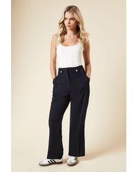 Dorothy Perkins - Petite Tab Belted Straight Leg Trouser - Lyst