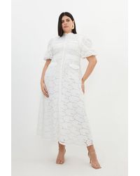 Karen Millen - Plus Size Cotton Cutwork Woven Maxi Dress - Lyst