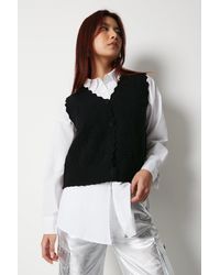 Warehouse - Pointelle Knitted Button Through Waistcoat - Lyst