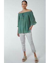 Blue Vanilla - Off Shoulder Tie Front Top - Lyst