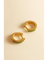 MUCHV - Gold Tiny Helix Tragus Hoop Earrings With Green Stones - Lyst