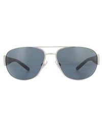 Polo Ralph Lauren - Aviator Matte Silver And Blue Grey Sunglasses - Lyst