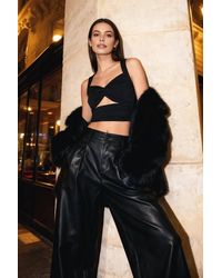WOVCOR - Heart Neck Sleeveless Cut Out Detail Fitted Crop Blouse - Lyst