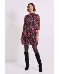 Dorothy Perkins - Frill Neck Tiered Skirt Printed Mini Dress - Lyst