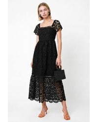 Lovedrobe - Floral Lace Square Neck Short Sleeve Midaxi Dress - Lyst