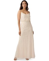 Adrianna Papell - 3d Beaded Floral Gown - Lyst
