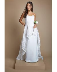 Coast - Floral Overlay High Low Wedding Dress With Train - Lyst