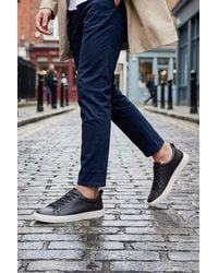 Thomas Blunt - Textured Lace-Up Trainer With Cup Sole - Lyst