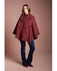 Coast - Button Detail Belted Occasion Cape Coat - Lyst