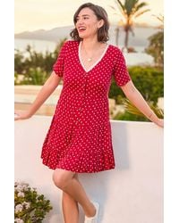 Joe Browns - Spot Print Jersey Tunic Dress With Lace Trim & Tiered Skirt - Lyst