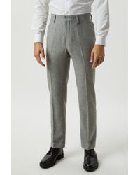 Burton - Slim Fit Light Grey Crosshatch Tweed Suit Trousers - Lyst