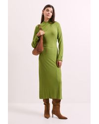 PRINCIPLES - Twist Detail Ribbed Jersey Midi Dress Viscose - Lyst