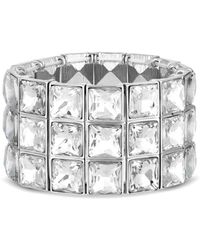 Mood - Silver Crystal Diamond Disco Statement Stretch Bracelet - Lyst