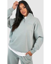 Boohoo - Dsgn Studo Slogan Half Zip Oversized Sweatshirt - Lyst