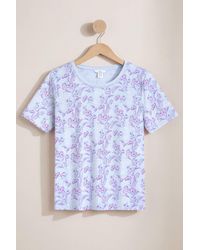 Enorsia - Crayon Leaf Combed Cotton Relax Fit T-Shirt - Lyst