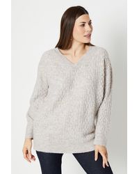 Wallis - V Neck Cable Knit Sweater - Lyst