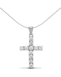 Jewelco London - 18Ct 1Ct Diamond Eternity Cross Pendant - Lyst