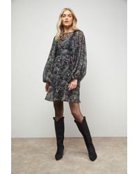 Oasis - Printed Trim Detail Batwing Mini Dress - Lyst