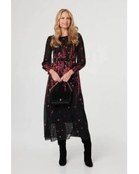 Izabel London - Floral Tie Waist Sheer Layer Maxi Dress - Lyst