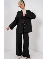 Bigdart - V-Neck Cardigan & Wide Leg Pants Set - Lyst