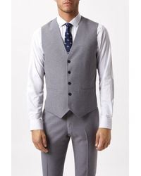 Burton - Slim Fit Grey Textured Suit Waistcoat - Lyst