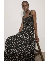 Apricot - Ditsy Floral Smocked Midi Dress - Lyst
