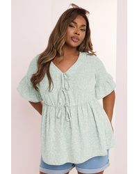 Yours - Ditsy Floral Tie Front Peplum Top - Lyst